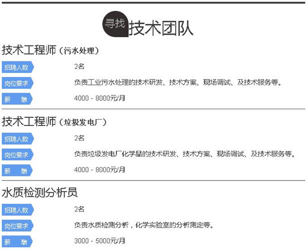 ga黄金甲水处理环保公司招聘  技术团队