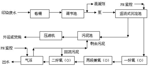 印染废水现场流程图